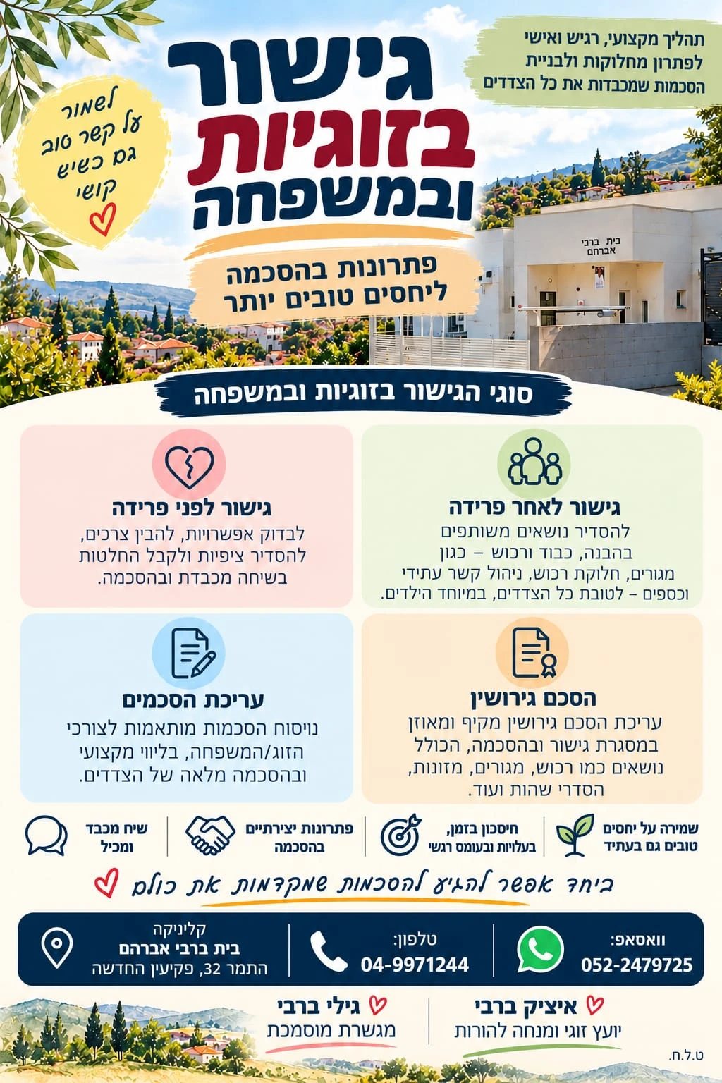 גישור בזוגיות ובמשפחה בהנחיית איציק וגילי ברבי בבית ברבי אברהם, פקיעין החדשה